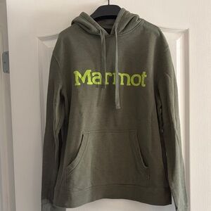 Marmot Olive Hoodie with Lime Logo